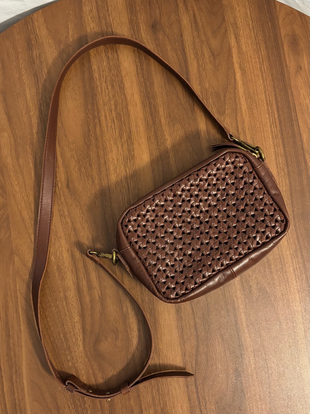 Madewell Brown Woven Leather Crossbody
